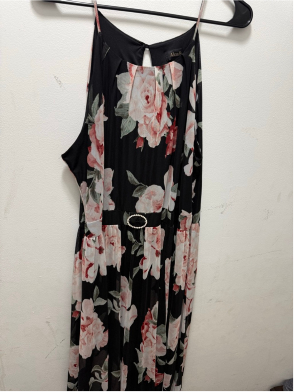 Women's Alexa B Black Pink Floral Maxi Dress Plus Size 18W